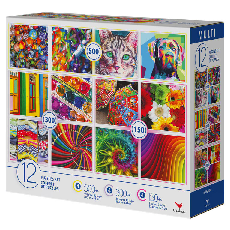 Family 12-Pack of Jigsaw Puzzles, Colorful Pictures