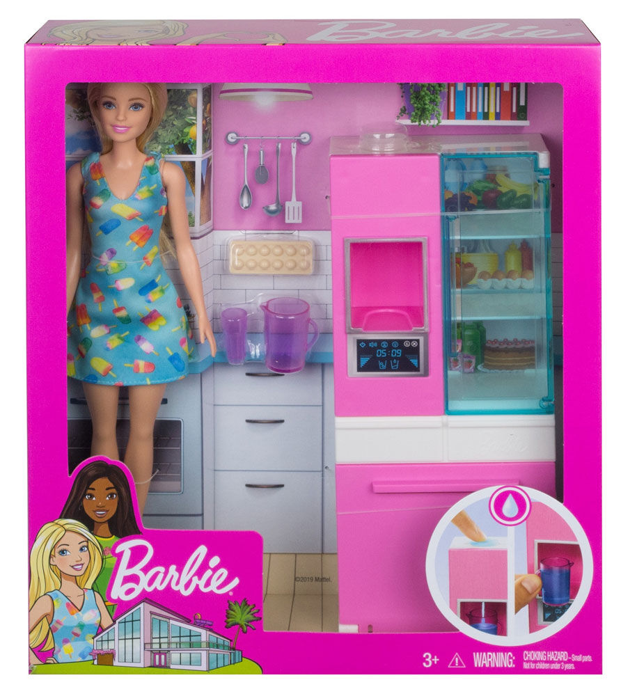Barbie Doll Furniture Set Refrigerator with Working Water Dispenser
