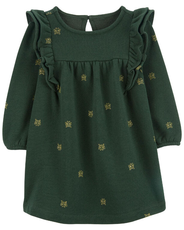 Robe en molleton à imprimé de papillon vert Carter's 12M