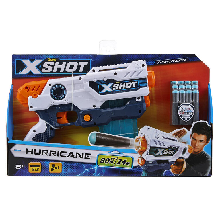 Pistolet à fléchettes X-Shot Excel Hurricane Clip (10 fléchettes) de ZURU