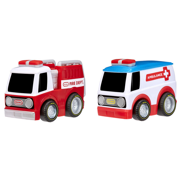 Little Tikes, My First Cars, Crazy Fast Cars 2-Pack Racin' Responders, Fire Truck, Ambulance, Pullback Toy Car Vehicle Goes up to 50 ft