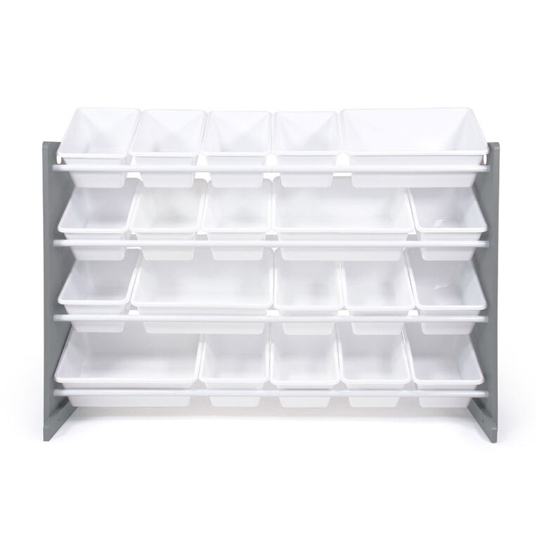 Toy Organizer with 20 Bins, Grey/White
