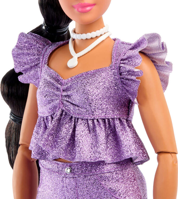 Barbie Deluxe Style Fashion Doll #8 in Metallic Purple Top and Sparkly Shorts with Accessories