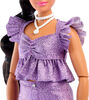 Barbie Deluxe Style Fashion Doll #8 in Metallic Purple Top and Sparkly Shorts with Accessories