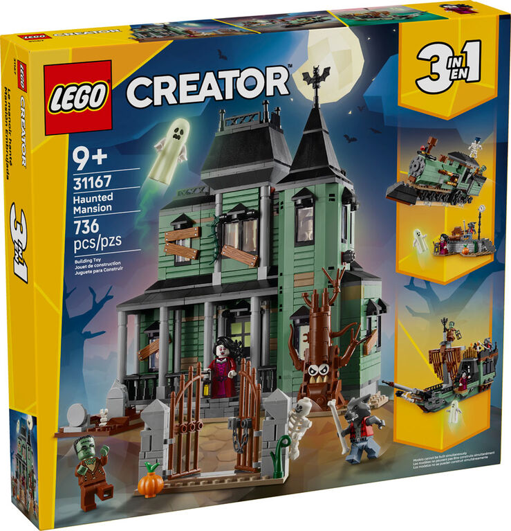 LEGO Creator 3 in 1 Haunted Mansion Building Toy - Haunted House Play Set for Kids, Ages 9+ - 31167