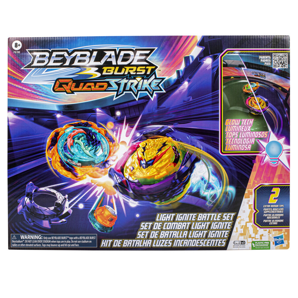 Beyblade Burst QuadStrike Set de combat Light Ignite avec ar ne Beystadium