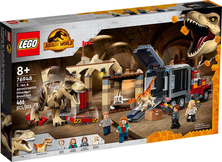 LEGO Jurassic World T. rex and Atrociraptor Dinosaur Breakout 76948 (461 Pieces)