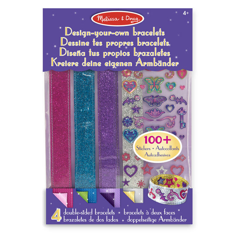 Melissa & Doug Des bracelets personnalisés avec plus de 100 autocollants scintillants pour gemmes et paillettes - les motifs peuvent varier