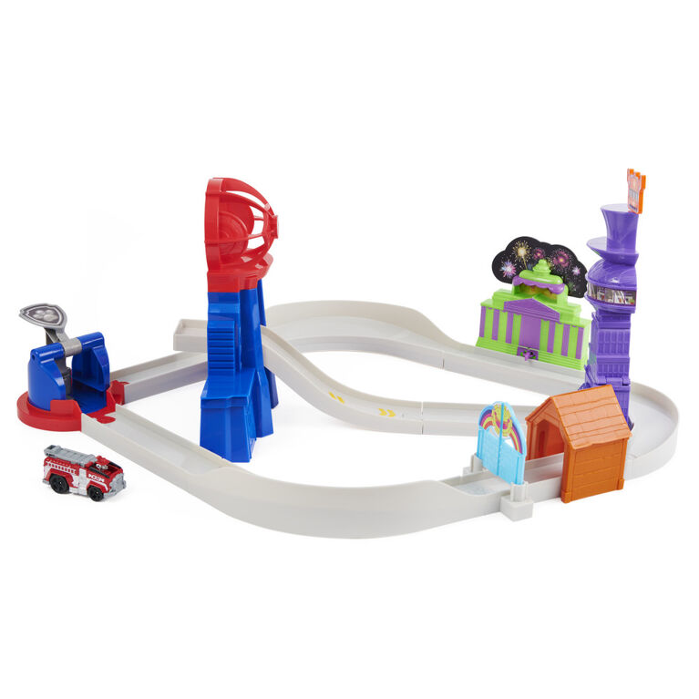 PAW Patrol, Total City Rescue Set True Metal du film avec véhicule exclusif de Marcus, échelle 1:55