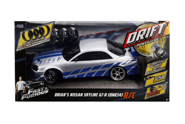 Fast & Furious 1:10 R/C 2002 Nissan Skyline GT-R Electric Car for Kids Rc Crawler 1/10 Karting