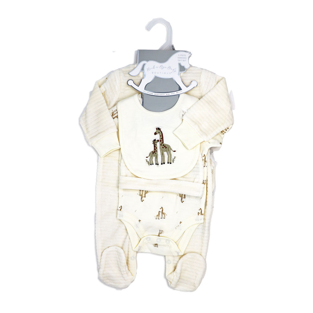 Rock a Bye Baby Cream Giraffe Velour 5 Piece Gift Set NB
