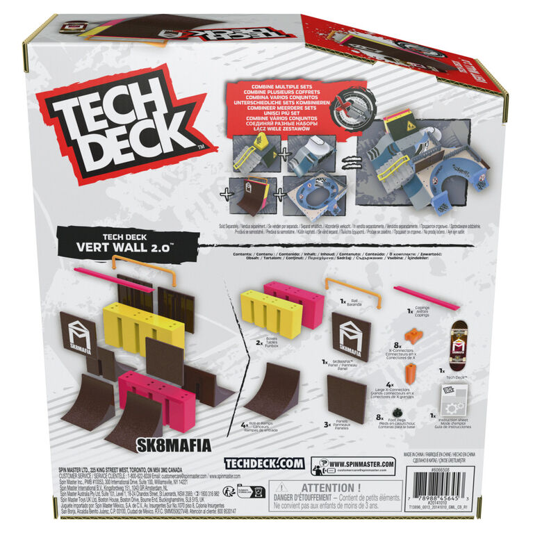 Tech Deck, Vert Wall 2.0, X-Connect Park Creator, Coffret rampe à construire et à personnaliser avec fingerboard exclusif