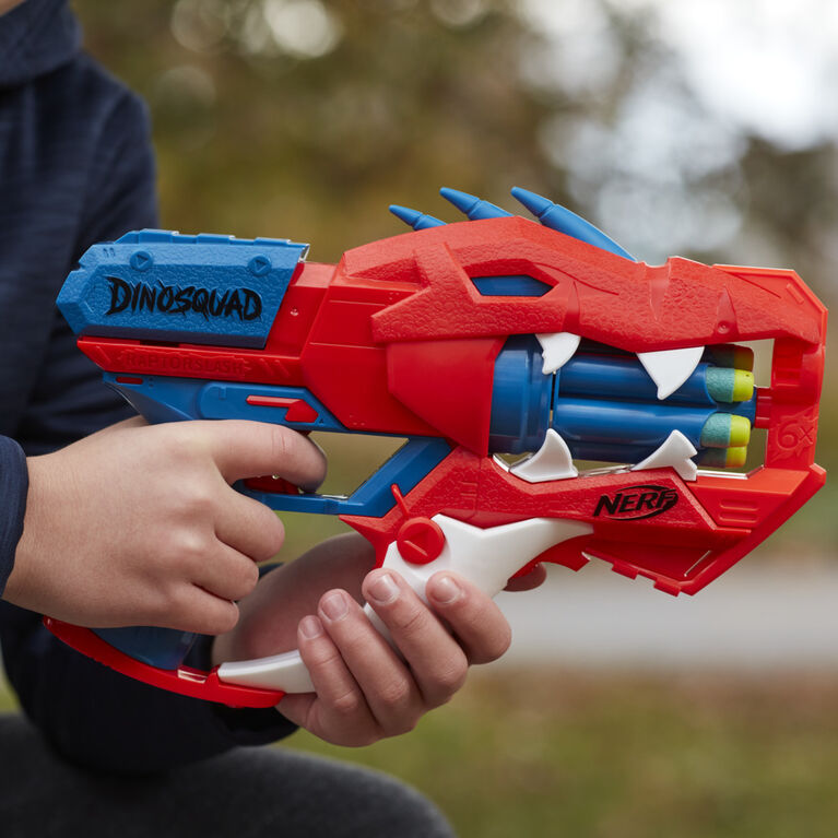 Nerf DinoSquad Raptor-Slash Dart Blaster, 6-Dart Rotating Drum