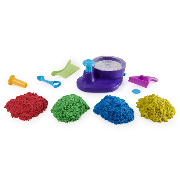 Kinetic Sand, Swirl N' Surprise Playset with 2lbs of Play Sand, Including Red, Blue, Green, Yellow and 4 Tools