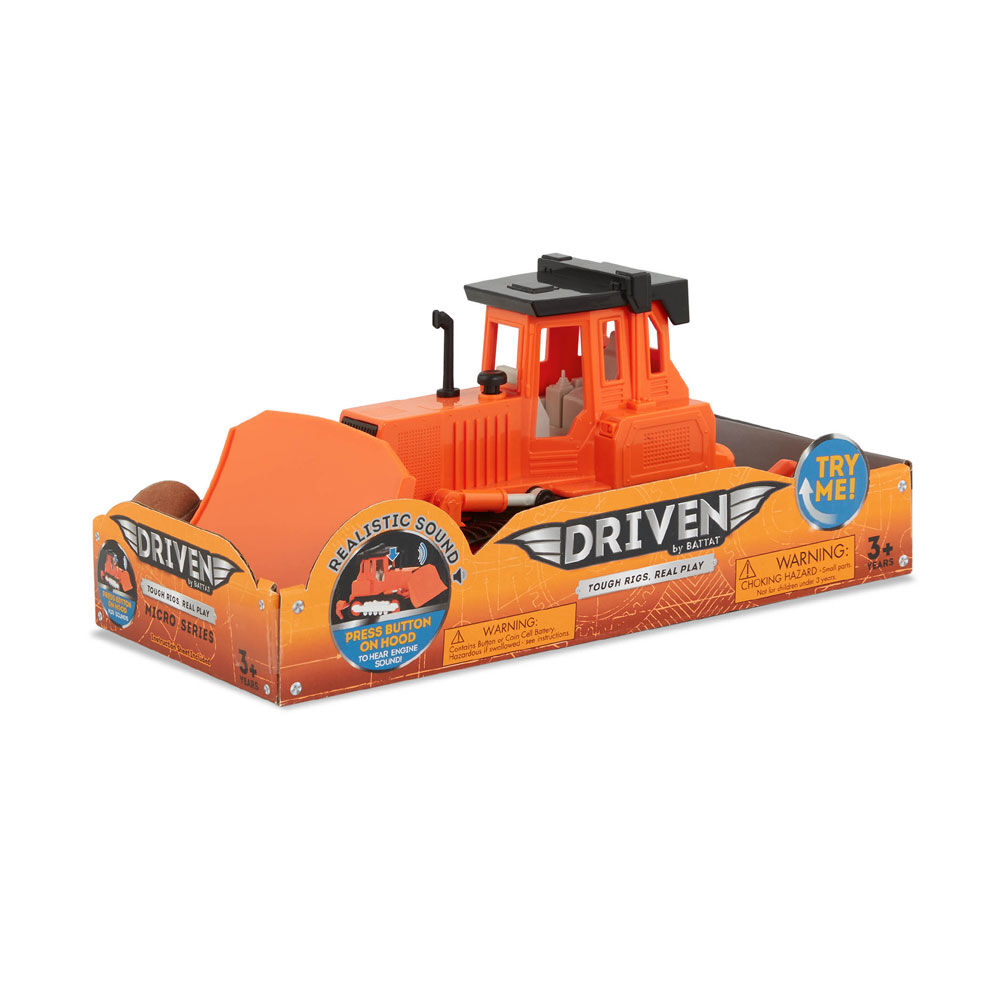 DRIVEN by Battat Micro Bulldozer Small Orange Toy Construction Vehicle