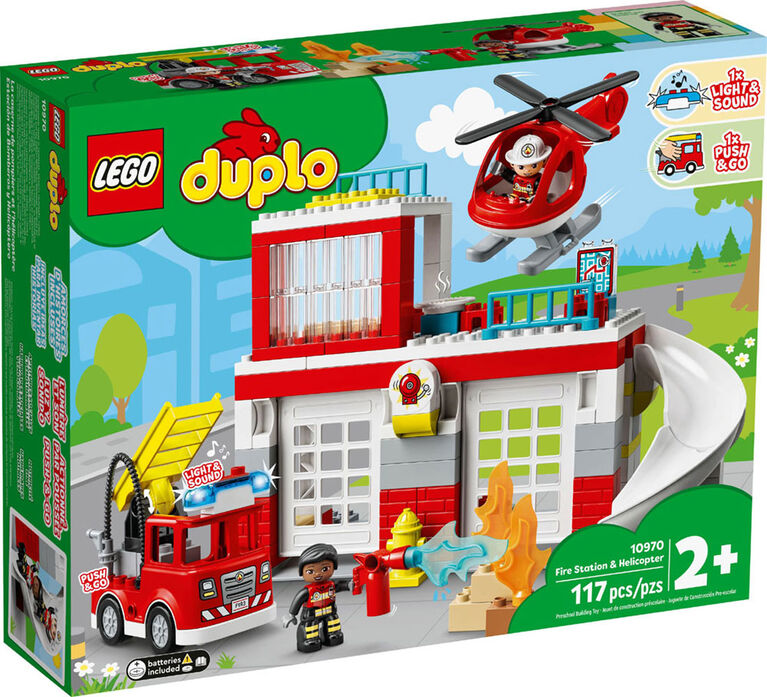 LEGO DUPLO Rescue Fire Station and Helicopter 10970 Building Toy (117 Pieces)