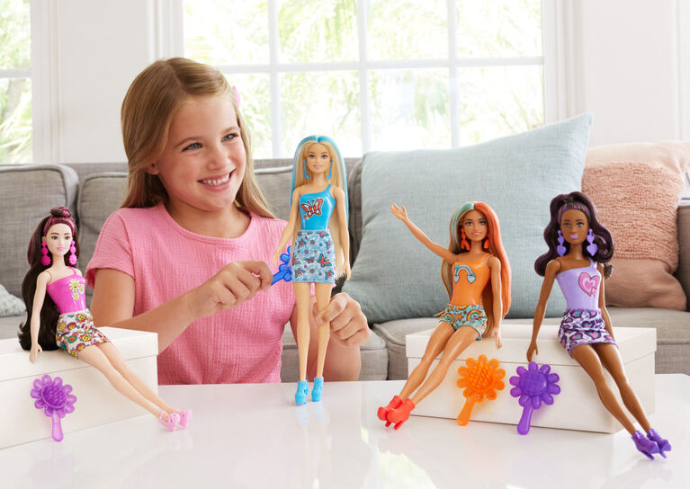 Barbie Color Reveal Rainbow Series Doll & Accessories with 6 Surprises, Color-Change Bodice, Styles Vary