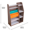 Bibliothèque en bois avec pochettes de rangement, meubles pour enfants - Gris cendré