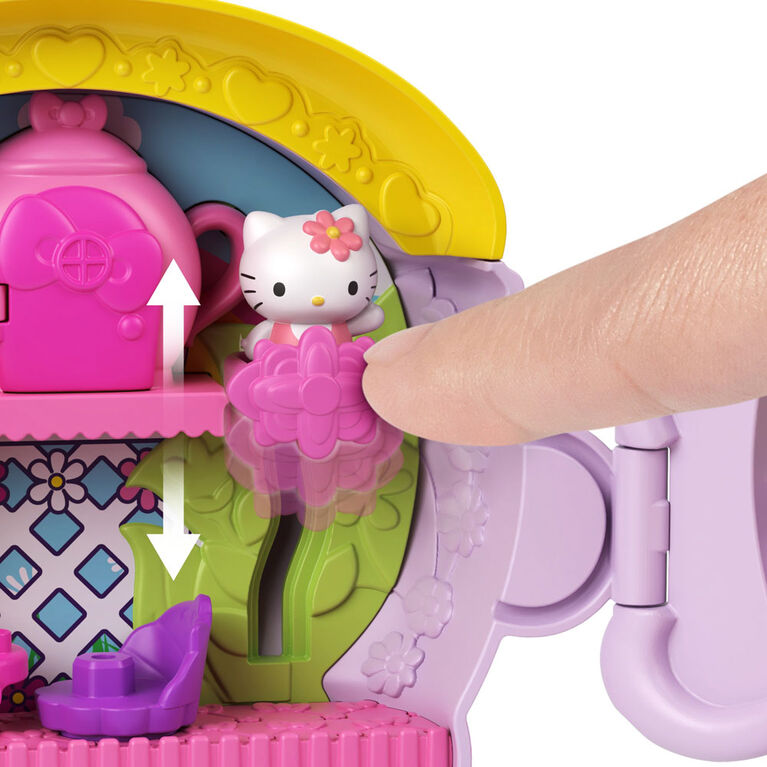 Hello Kitty Tea Party Compact (4.9-in / 12.5-cm) with 2 Sanrio Minis Figures, Stationery Notepad and Accessories