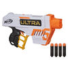 Nerf Ultra - Blaster Five, chargeur intégré 4 fléchettes, 4 fléchettes Nerf Ultra, rangement pour fléchettes, compatible uniquement avec les fléchettes Nerf Ultra