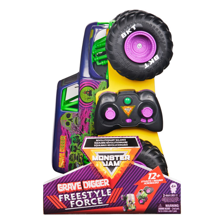 Monster Jam, Official Grave Digger Freestyle Force, Remote Control Car, 1:15 Scale