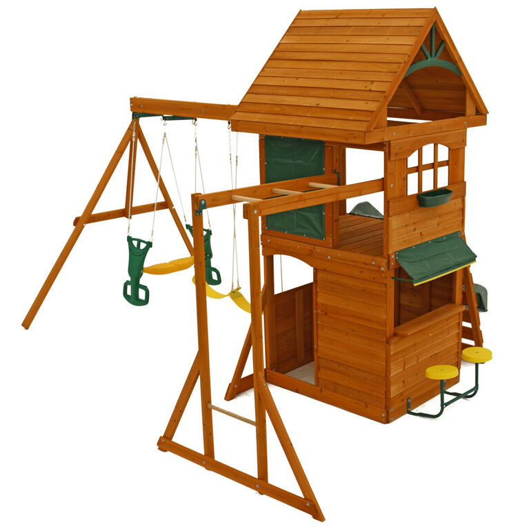 KidKraft Ridgeview Deluxe Clubhouse Wooden Swing Set - R Exclusive