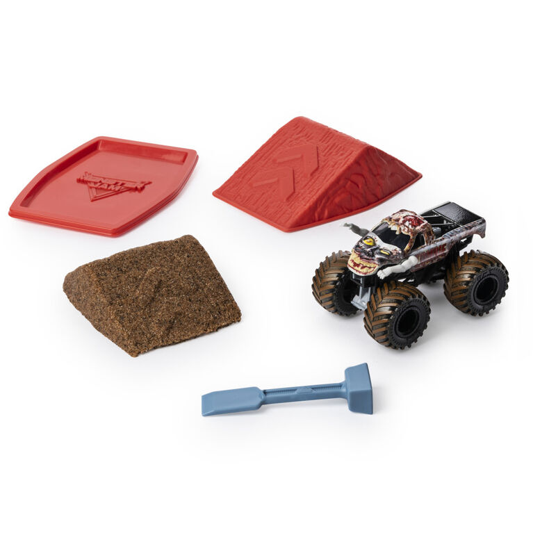 Monster Jam, Coffret débutant Monster Dirt Zombie, avec 226 g (8 oz) de Monster Dirt et un monster truck Monster Jam officiel en métal moulé à l'échelle 1:64