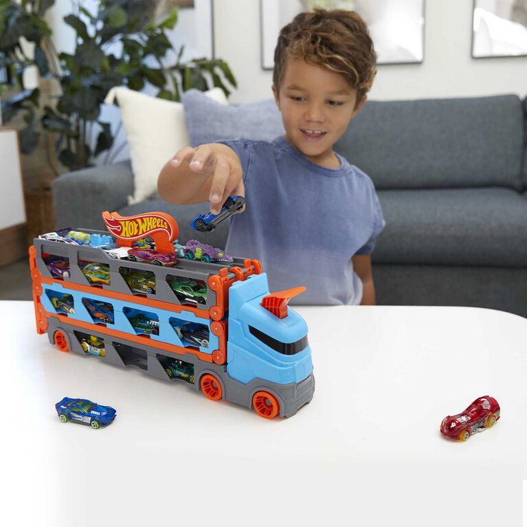 Hot Wheels - Super Transporteur Extensible - Véhicules De Rangement Et De  Transport - Petite Voiture - 4 Ans Et +