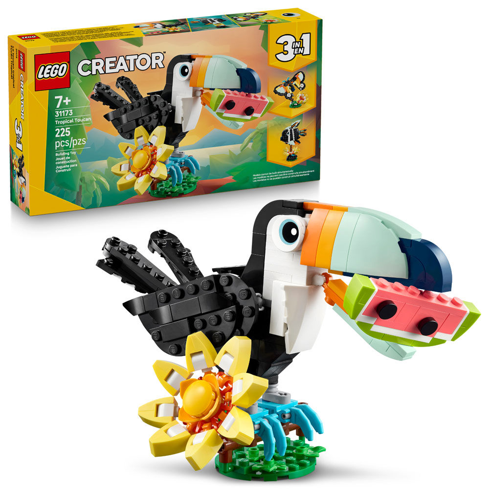 LEGO Creator 3 in 1 Wild Animals: Tropical Toucan Building Toy for Kids, Girls & Boys, Ages 7+ - 31173