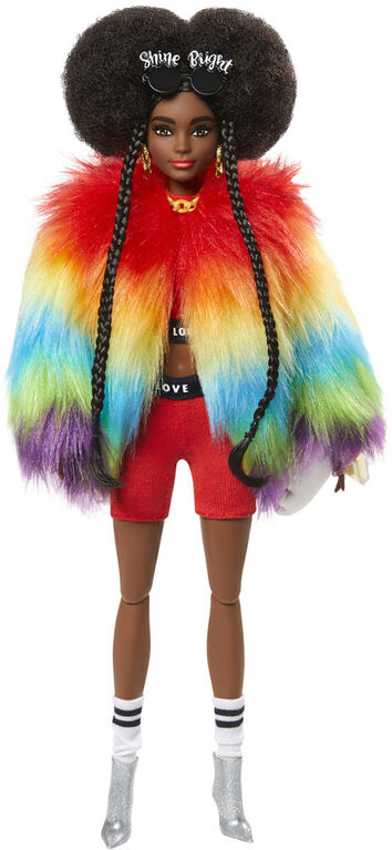 Barbie Extra Doll in Rainbow Coat with Pet Poodle