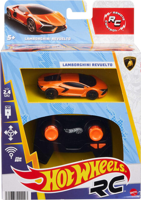 Hot Wheels RC 1:64 Scale Lamborghini Revuelto, Battery-Powered Remote Control & Rechargeable Car