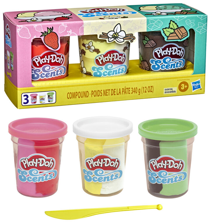 Play-Doh Scents 3-Pack of Ice Cream Scented Modeling Compound, 4-Ounce Cans, Non-Toxic