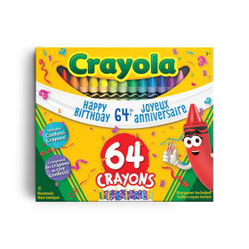 Crayons de cire Crayola, boîte de 64 - Édition 64e anniversaire!