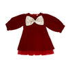 Baby Mode Signature Red Velvet Bow Dress 6-9M
