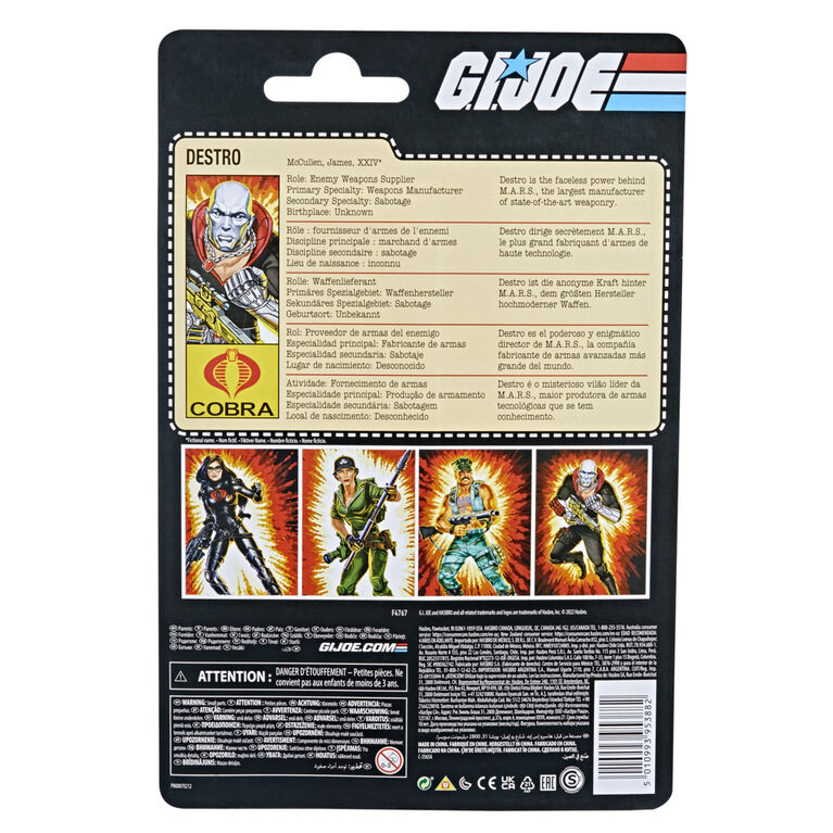 G.I. Joe Classified Series Destro Action Figure Collectible Toy with Multiple Accessories, Classic Package Art