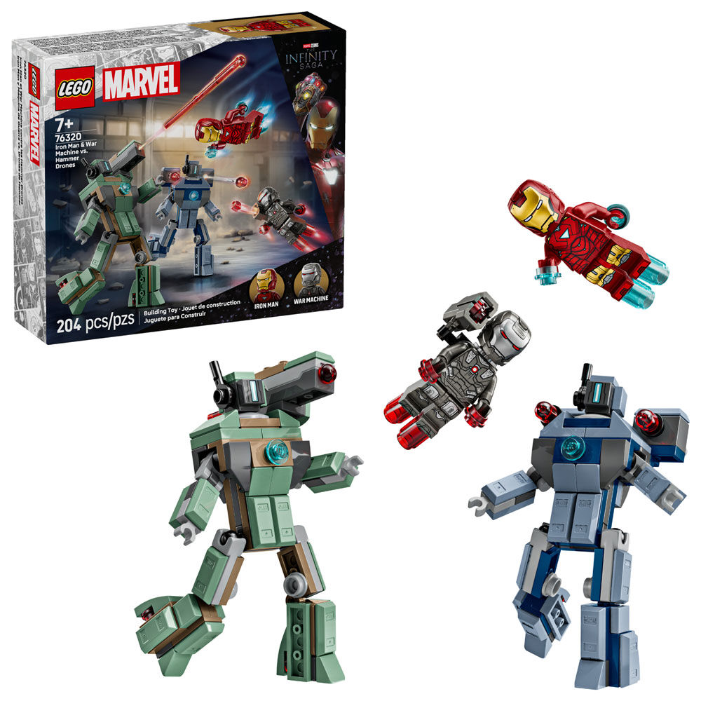 LEGO Marvel Iron Man & War Machine vs. Hammer Drones Building Toy for Boys & Girls, Ages 7+ - 76320