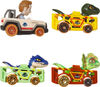 Hot Wheels RacerVerse, Set of 4 Die-Cast Hot Wheels Cars with Jurassic World Characters as Drivers