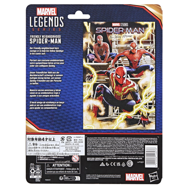 Hasbro Marvel Legends Series Friendly Neighborhood Spider-Man, Spider-Man: No Way Home 6 Inch Marvel Legends Action Figures