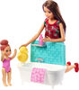 Barbie Skipper Babysitters Inc Dolls & Bath-Time Playset, Brown Hair With Red Shoes