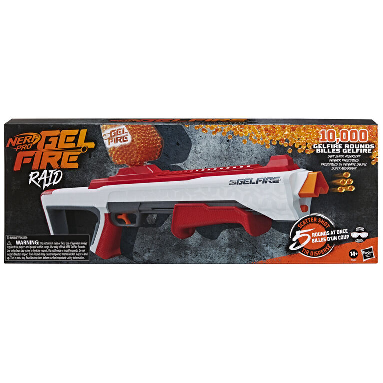 Nerf Pro Gelfire Raid Blaster, Fire 5 Rounds At Once, 10,000 Gel Rounds, 800 Round Hopper, Eyewear