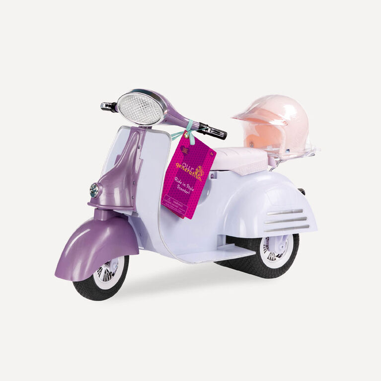 Ride In Style Scooter, Our Generation, Scooter pour poupées de 18 po - violet et bleu