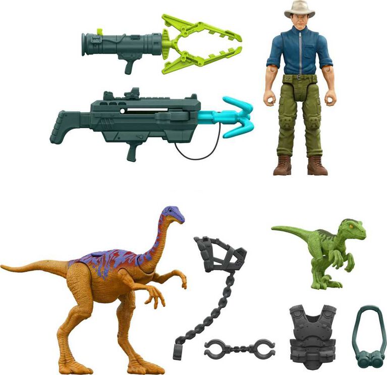 Jurassic Park Dr. Alan Grant Tactical Claw Figure Pack and 2 Dinosaurs