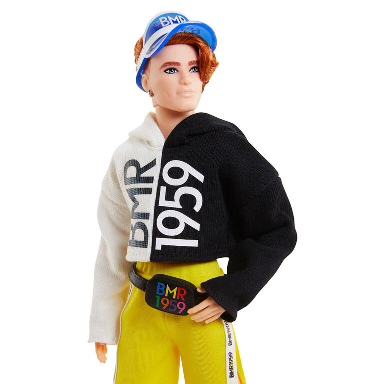 Barbie BMR1959 Poseable Ken Doll in Split Color Hoodie with Track Pants and Visor