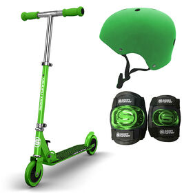 Sport Runner 120Mm Kick Scooter & Helmet Set - Green
