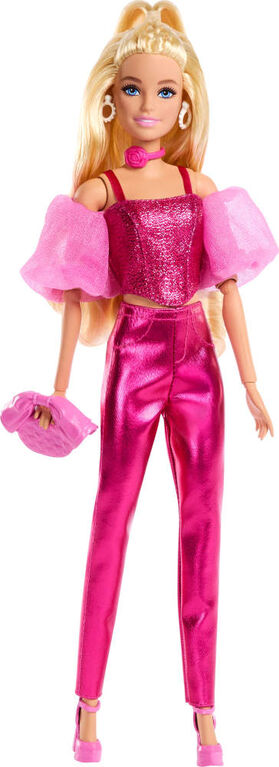 Barbie Deluxe Style Fashion Doll #5 in Metallic Pink Outfit with Corset Top and Accessories, Blonde