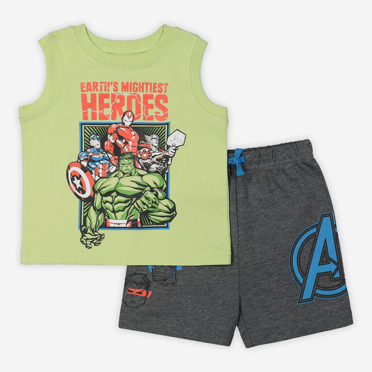 Marvel Heros 2 Piece Tank Top Short Set Green