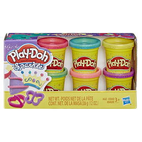 Play-Doh Sparkle, 6 pots de 56 g remplis de pâte Play-Doh