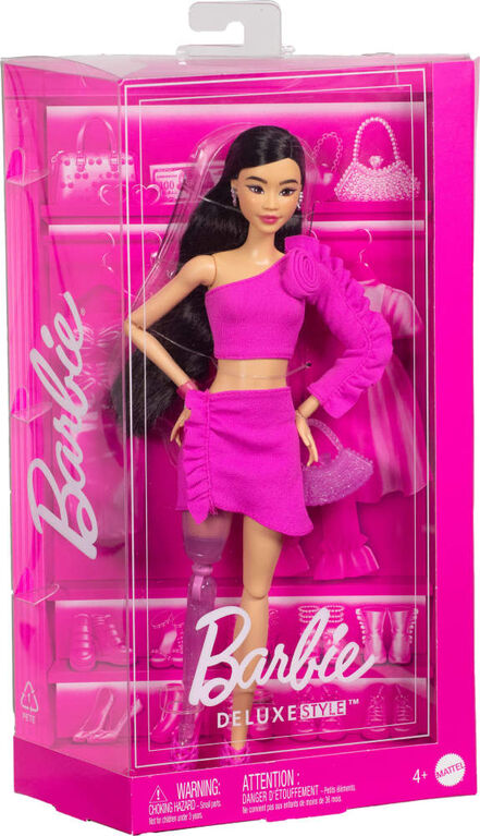 Barbie Deluxe Style #2 Doll in Pink Barbiecore Top and Skirt Set, Black Hair & Prosthetic Leg