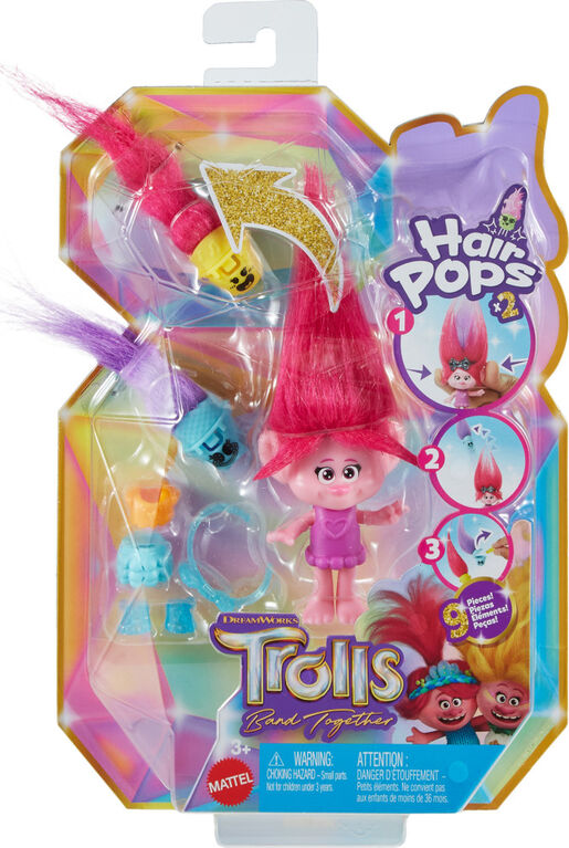 DreamWorks Trolls Band Together Hair Pops Poppy Small Doll and Accessories, Toys Inspired by the Movie