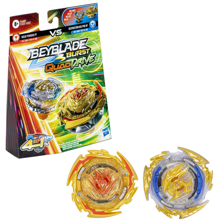 Beyblade Burst QuadDrive Destruction Belfyre B7 and Decay Perseus P7 Spinning Top Dual Pack